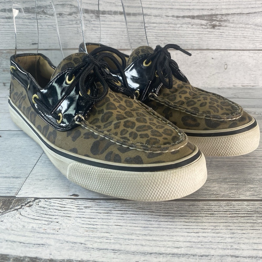 Sperry‎ Shoes Womens 8 M Leopard Biscayne Top Sider Casual Sneakers Boat Preppy